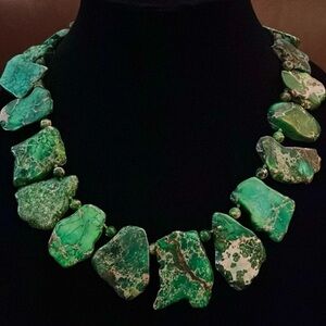Freeform green howlite stone necklace
